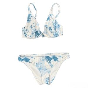 Hollister Sky Blue and White Bikini Set